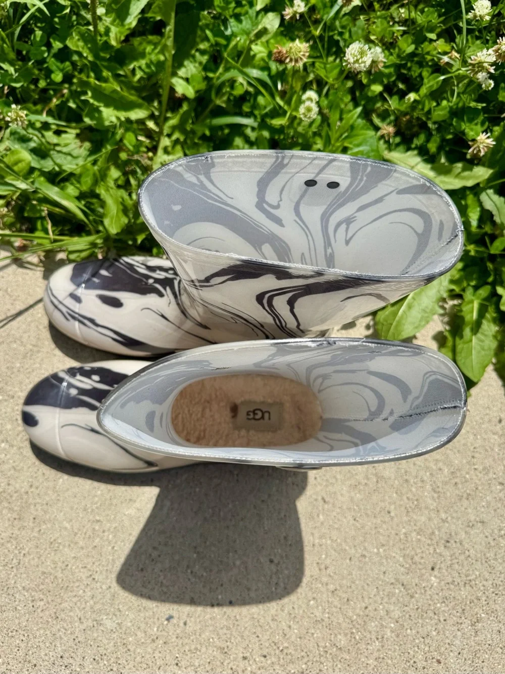 UGG Sienna Black & White Marble Rain Boots
